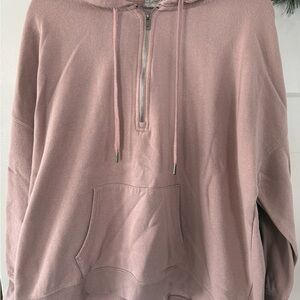 Light Pink Plus Size Half Zip Hoodie